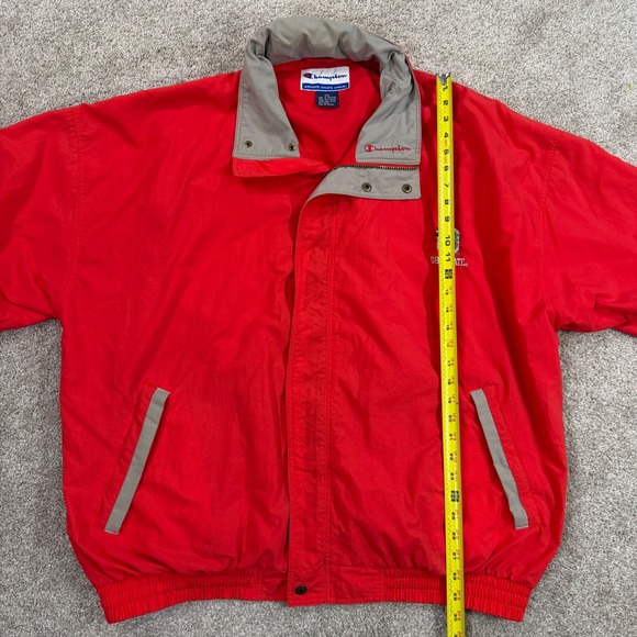 VTG Champion Ohio State Buckeyes Red Windbreaker Hooded Jacket Men's XL Pockets - Picture 4 of 10